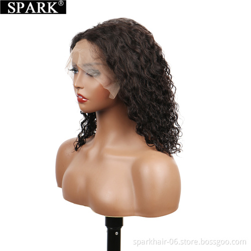 Real hair bob headgear 1B water wave bob foreign trade new product 4x4 front lace curly hair wave